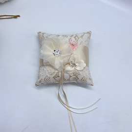厂家批发春新款婚庆用品 精致蕾丝 手工花 欧式戒枕A001