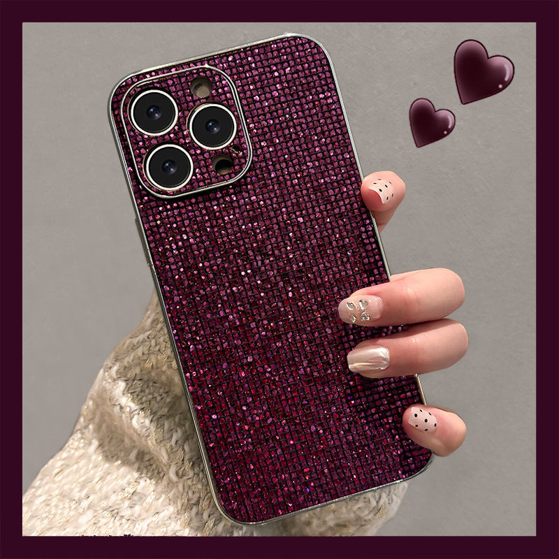 Suitable for Apple 16Pro Mobile Phone Case Iphone14 Small Fragrance Flash Diamond 15 High-End Sense 13 Electroplating Girls 12/11