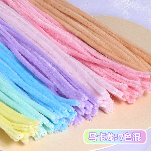 Twisting stick bouquet handmade diy children's colorful plush hair root encryption material bag hair ball macaron color