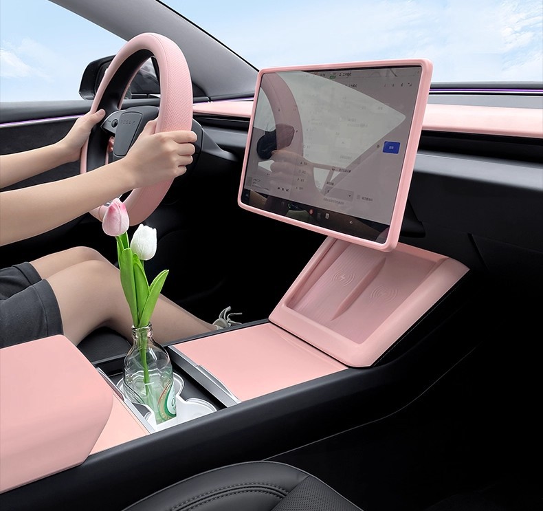 Suitable for Tesla's New Version Model Y/3 Central Control Wireless Charging Decorative Frame Interior Protection Color Changing Accessories