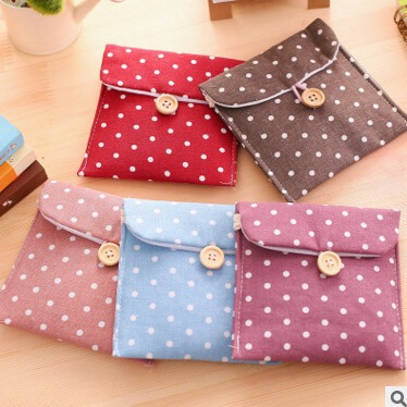 Korean polka dot sanitary napkin bag, sanitary napkin storage bag, coin purse for sanitary napkins