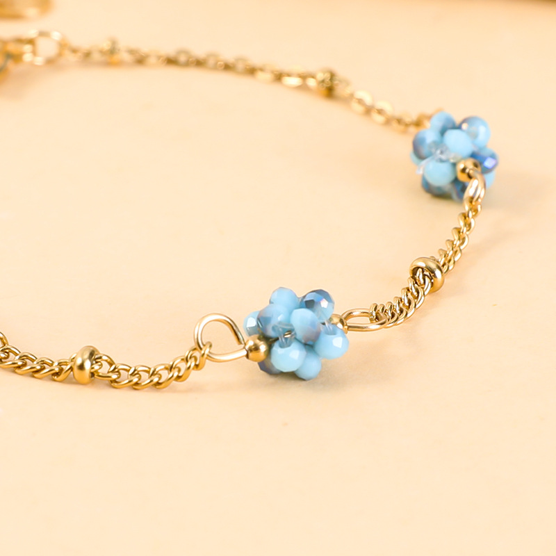 5g Weight Bracelets Classification 304 Stainless Steel Chain Material cable chain Chain Type 1 Piece Quantity Holiday, Daily Occasion 304 Stainless Steel, Artificial Crystal Material Flower Pattern All Seasons Season Women's Gender Plating Design Sweet, Classic Style Style Sweet Classic Style Flower 304 Stainless Steel Artificial Crystal Cable Chain Bracelets In Bulk 1