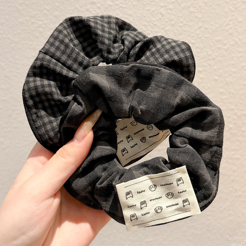 Colegio gris de viento cuadriculado anillo de cabello intestino grueso estudiantes de cabello simple cuerda de cabello universal cuerda de cabello de niña