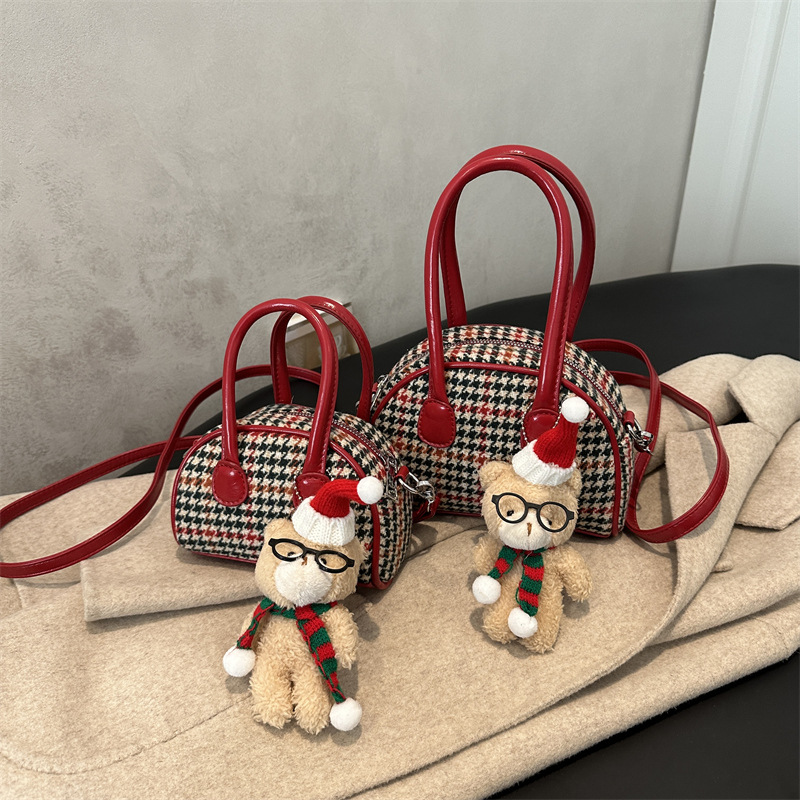 Bolsas de conchas de aire a cuadrillas extranjeras para niños y niñas, bolsas de caricatura lindas de peluche para bebés, bolsas de mano de otoño y invierno nuevas bolsas para niños