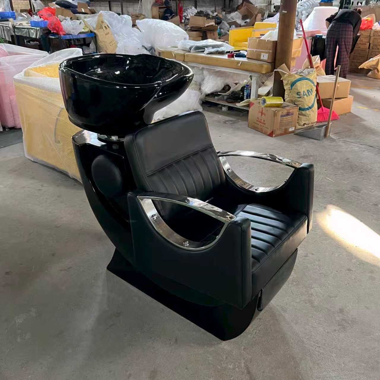 Exportación a salones de belleza europeos y americanos Silla de descarga rápida para sentarse Champú para sentarse Silla de champú Silla de estilo europeo conveniente