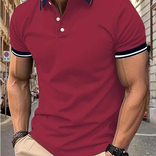 Men's Polo Shirt Summer Workwear Polo Shirt T-Shirt Collared Cultural T-Shirt