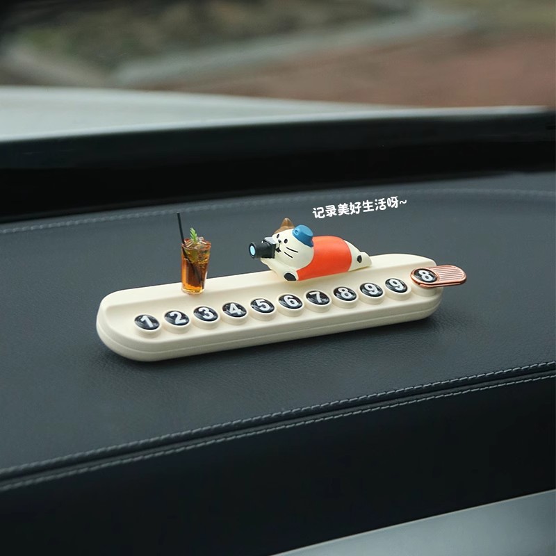 Tarjeta de estacionamiento temporal del automóvil, placa de matrícula, automóvil, teléfono móvil, niña creativa del automóvil, decoración del automóvil