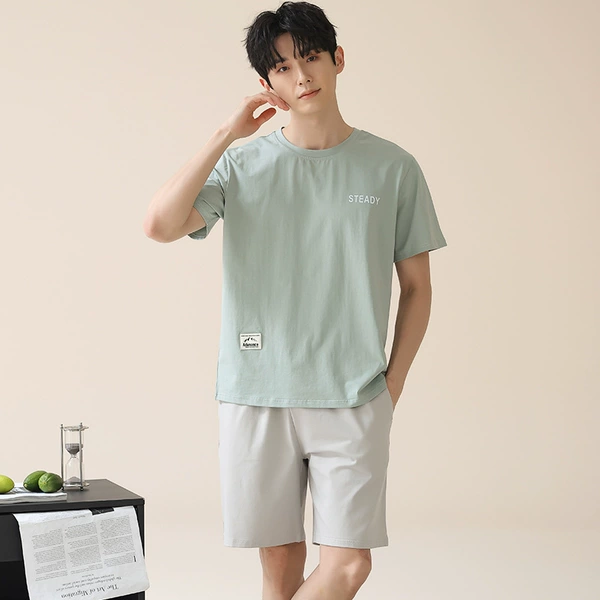 Light green top + gray and white pants [cool ice silk]