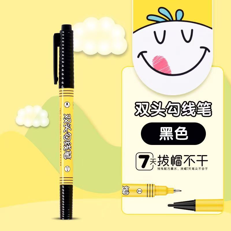 幼稚園小学生向け小型双頭水性フックペン、特殊ノンドライヘッドマーカーペン、アート細ヘッドラインペン|undefined