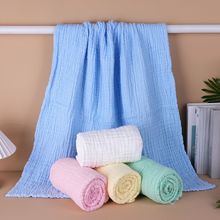 高密素色110-110童被嬰兒浴巾寶寶兒童紗布洗澡巾新生兒包被蓋毯