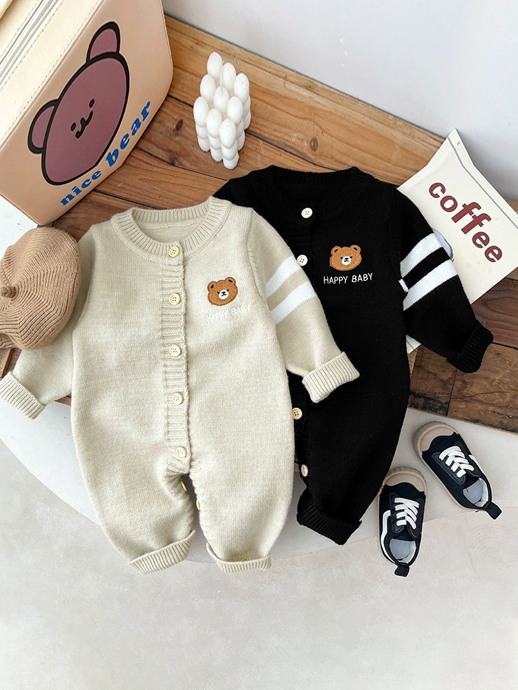 Brand children's autumn overall, cute bodysuit, thin sweater, with little bears