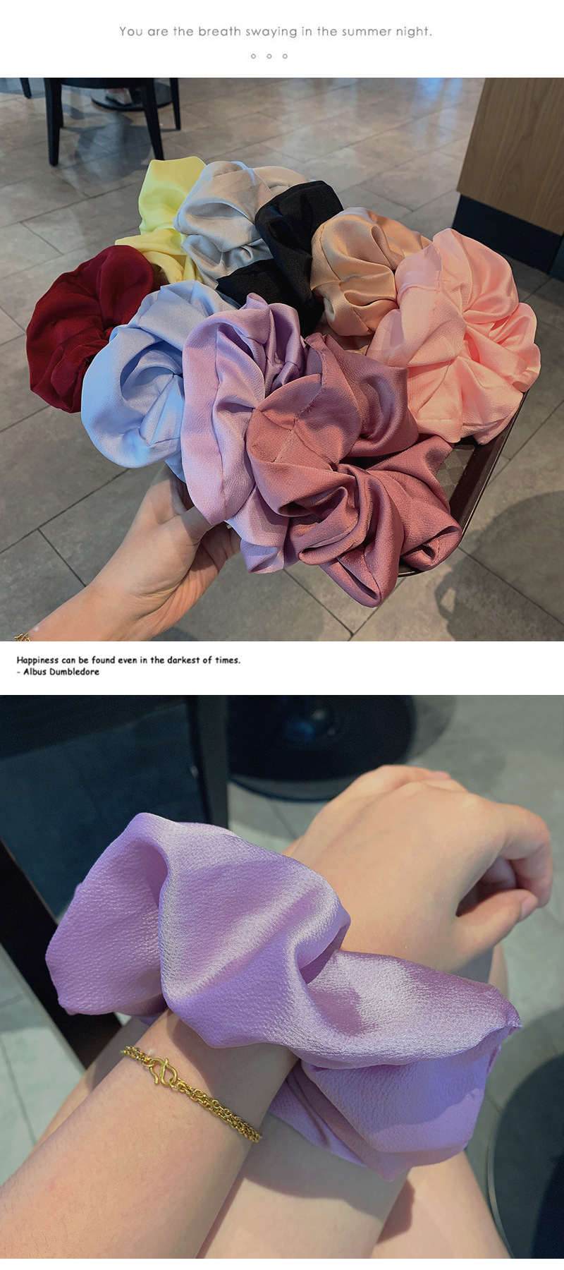 Wholesale Jewelry Smooth Satin Solid Color Hair Scrunchies Nihaojewelry display picture 2