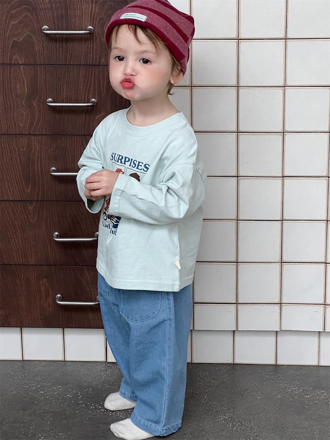 Ropa de otoño para niños 2025 nueva ropa de otoño para niños coreanos ropa infantil T-shirt Jeans set