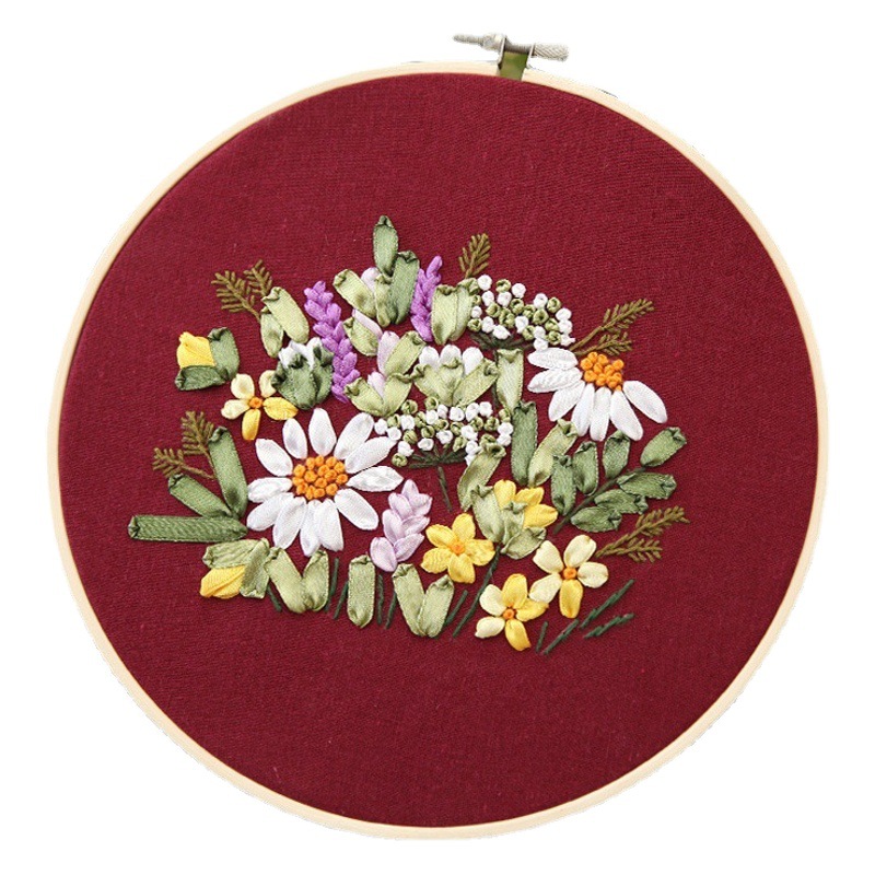 Bordado material de bricolaje Paquete de estilo europeo tridimensional hecho a mano de producción creativa adulto principiante entrada tela cinta bordado colgante pintura