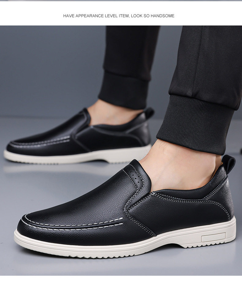 Giày lười nam cỡ lớn may thủ công, giày da casual xỏ chân, đế bằng, mũi dẹt — Màu xanh dương, màu đen chi tiết 18