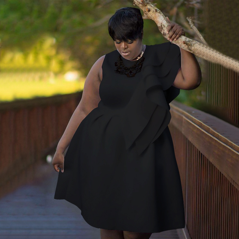 Women's Clothing Plus Size Clothes Sexy Round Neck A-Line Dress African Style Evening Gown Thin Summer Beach Casual_ecoleips.com