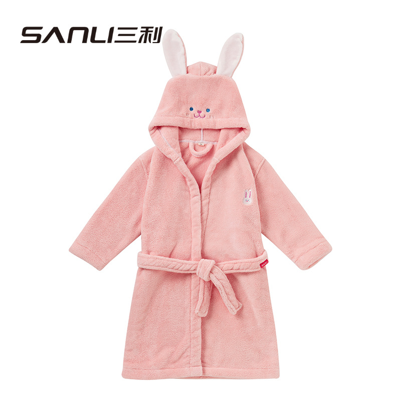 [Preventa] Sanli toallas bata de baño para niños bata de dibujos animados bata de baño con sombrero bata de coral terciopelo ropa para el hogar pijamas para hombres y mujeres