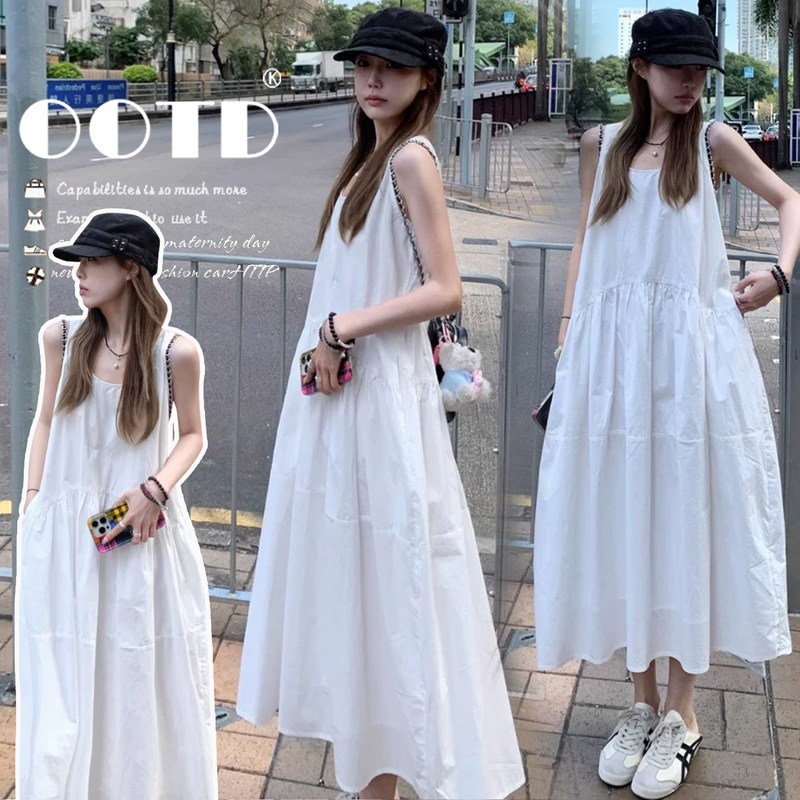 Maternity Summer Dress 2026 High-End Slim-Fit Sleeveless Tank Dress New Fashion French Style First Love White Dress