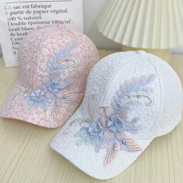 Summer Thin Lace Floral Baseball Cap, Fashionable Women's Versatile Sun Protection Hat, Wholesale Floral Butterfly Hat
