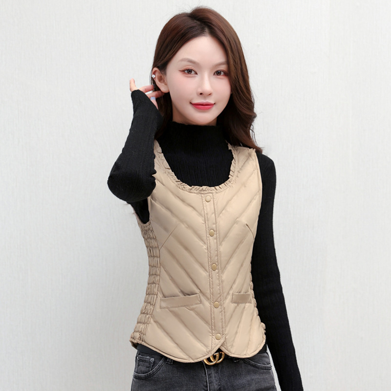 Off-Season Clearance down Vest for Women, Lightweight, Slim Fit, Versatile Vest, White Duck down Jacket Wholesale