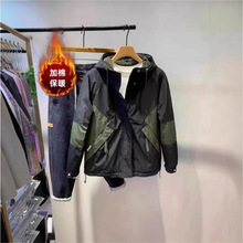秋冬新款韩版潮流拼接撞色连帽棉服男士时尚休闲宽松百搭保暖外套