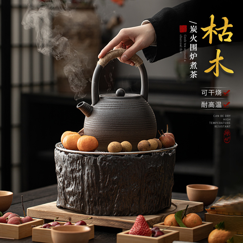 Tea Cooking Retro Pottery Pot Carbon Stove Burning Water Teapot suit Crude Ceramic Fire Carbon Warm Tea Stove Carbon Stove Stove
