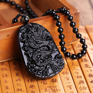 Imitation obsidian brave pendant dragon brand guan male and female domineering necklace live small gift couple necklace wholesale