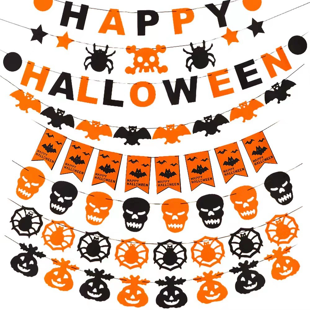 Хэллоуин флаг вечерние украшения Тыква череп очарование фестиваль призраков тема ужасов Войлок Цветок флаг баннер