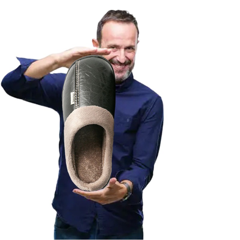 Hogar de tamaño extra grande casa Zapatillas de algodón impermeables invierno de los hombres casa interior térmica antideslizante zapatos de algodón Otoño e Invierno de los hombres