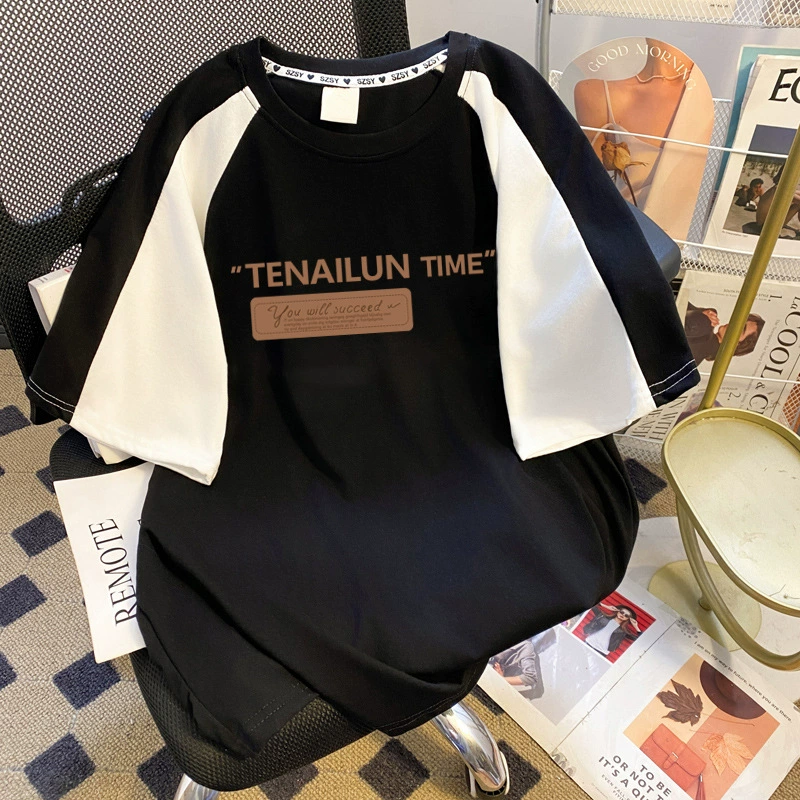 Трансграничная торговля 220 г хлопкового бренда Chao специальный большой размер 300 кг круглый воротник для мужчин и женщин с одинаковым принтом футболки с короткими рукавами для женщин