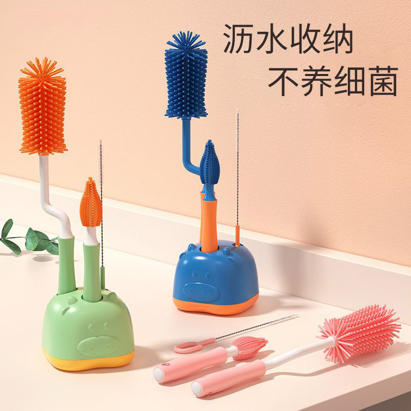 Cepillo de limpieza de botellas de silicona para bebés Cepillo de limpieza especial para bebés recién nacidos Cepillo de limpieza de tetas Cepillo de limpieza Set