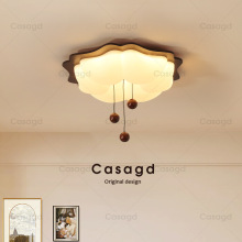 中古奶油风温馨浪漫云朵客厅吸顶灯复古简约创意实木卧室灯casagd
