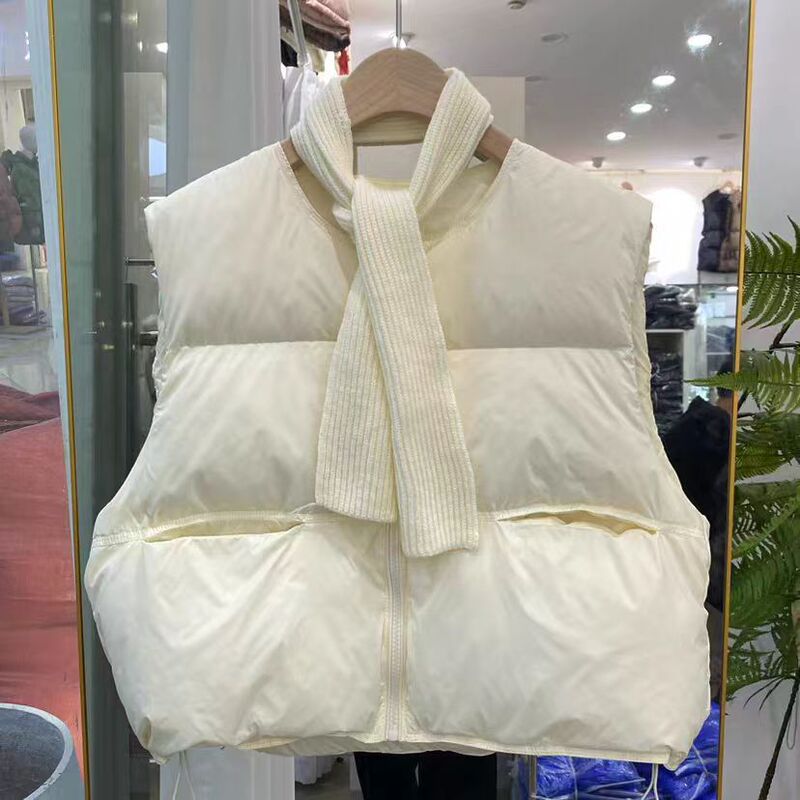 New Autumn and Winter Casual Vest Loose Duck down Jacket Loose Candy Color down Vest Jacket Trendy