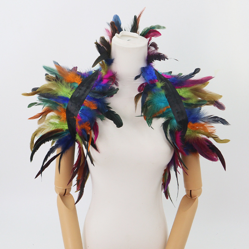 Nuevos productos transfronterizos de plumas, pañuelos de diamante, brazaletes de encaje, espectáculo de baile, vestido sexy, set oscuro