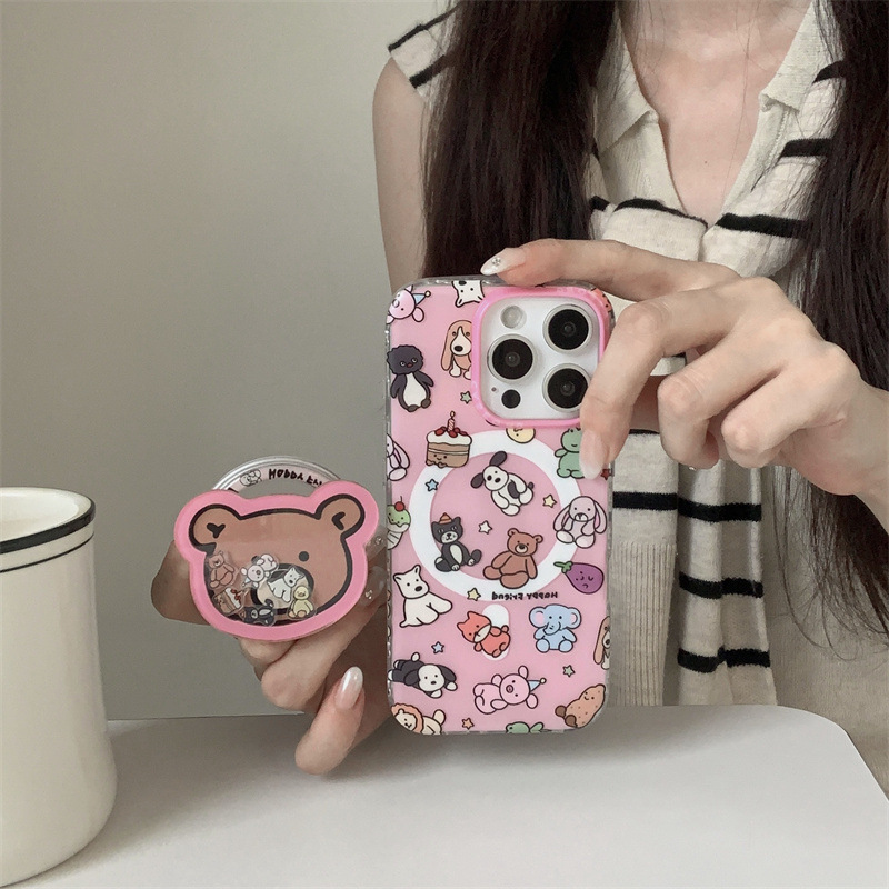 粉底满屏小动物磁吸适用iPhone17苹果16ProMax/15/14手机壳少女心|undefined