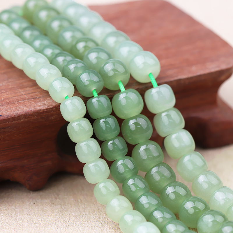 Hetian jade round beads DIY necklace bracelet Buddha beads Wenwan accessories beads natural old Jade tube beads spare parts wholesale
