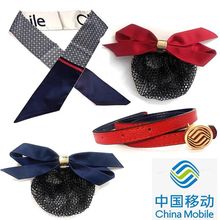 2022新款中国移动头花蓝色职业发夹领巾营业厅员丝巾女士红色腰带