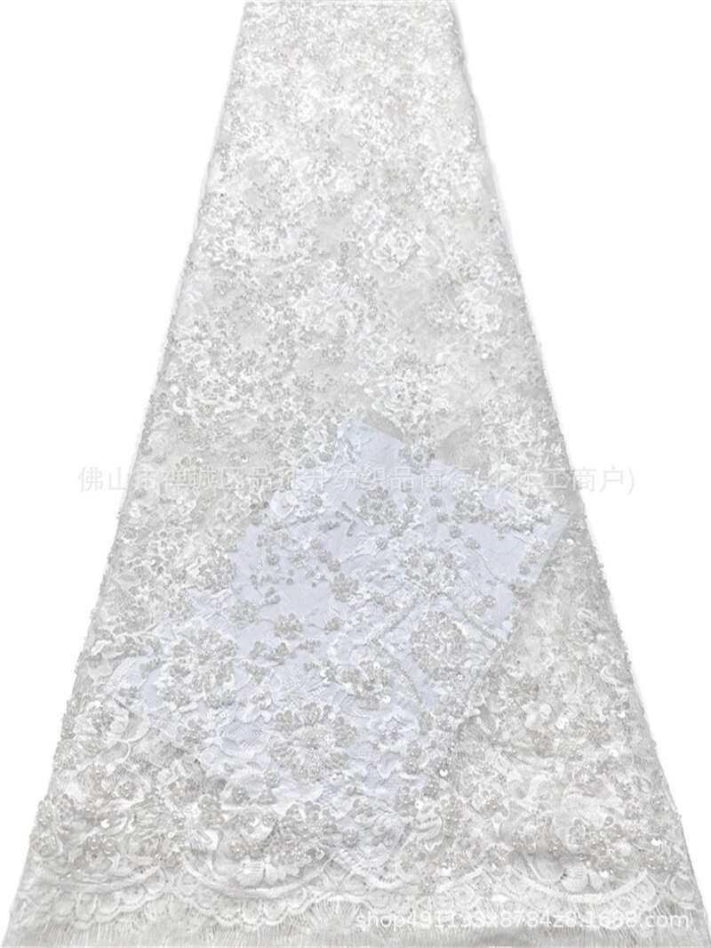 Flores 3D hechas a mano pestañas de encaje vestido de novia anfitrión escenario de vestido largo de Oriente Medio tela