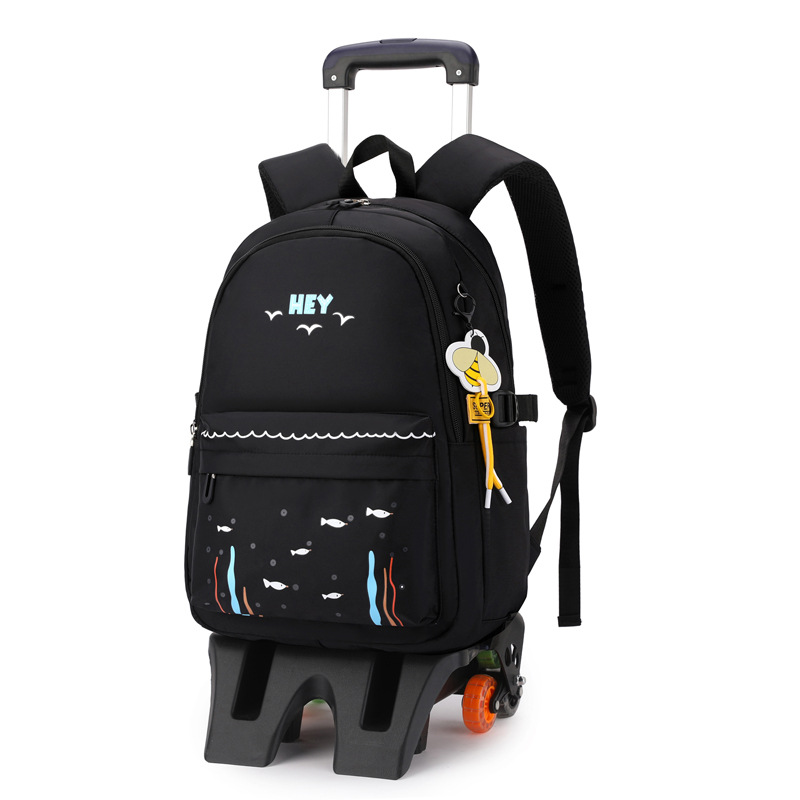Natural Fish nuevo grado 2 a 6 escalera escalada carro mochila Junior High School niños gran capacidad desmontable entrega de una sola pieza