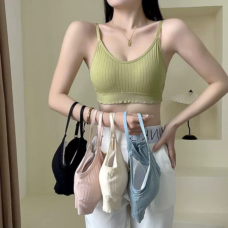 少女内衣美背抹胸初中生高中生文胸发育期吊带背心聚拢无钢圈裹胸