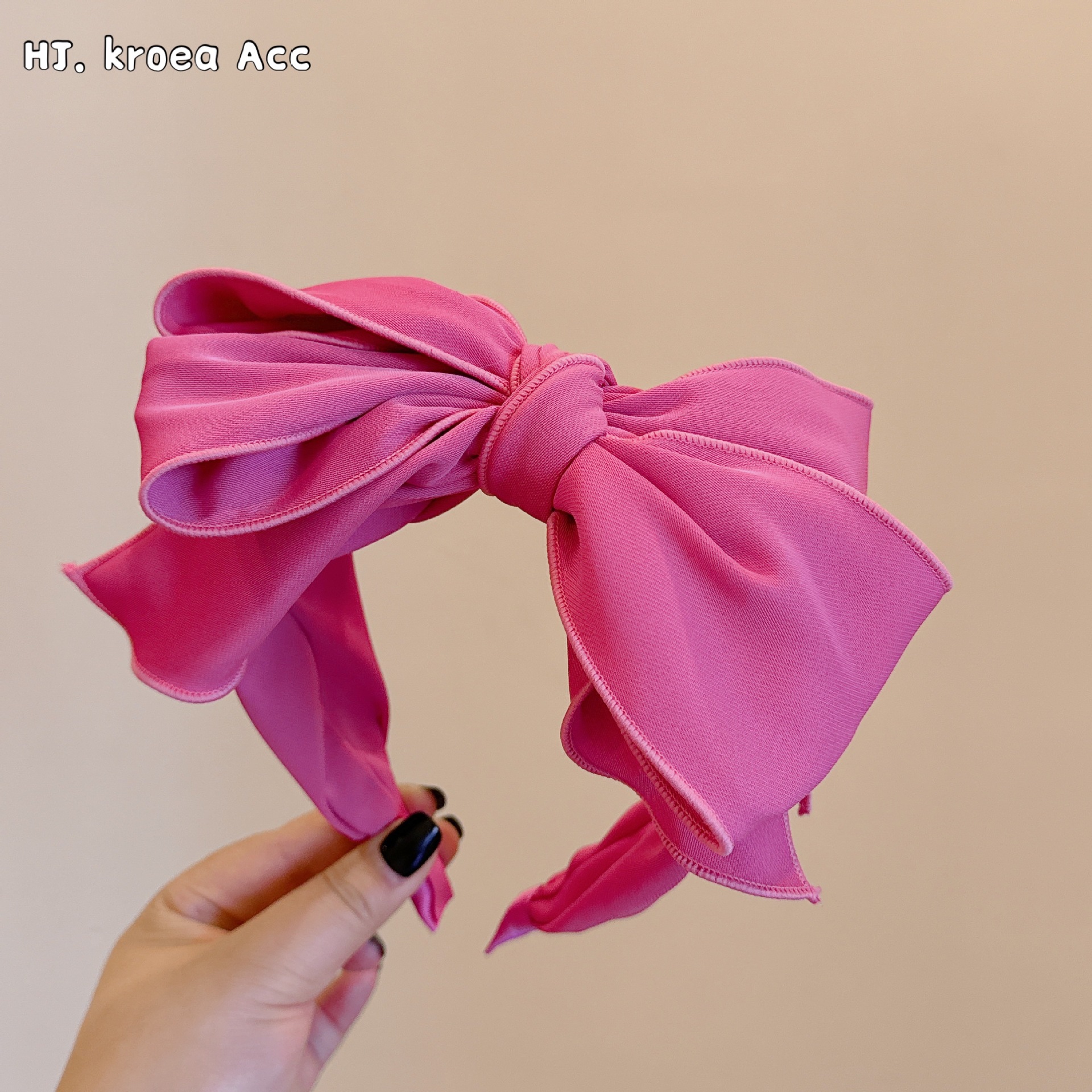 【騷粉色】韓國～東大門訂購款大版蝴蝶結多層立體百搭發箍發卡女