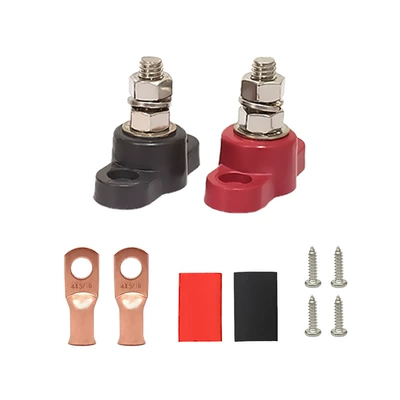 post 3/8 5/16 1/4, Power supply, ignition system accessories - a-pair-of-516-binding-posts-2-wire-noses-heat-shrink-tube
