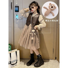 公主连衣裙马甲儿童小女孩网纱套装纱裙新款皮女童2024裙子秋雀珉