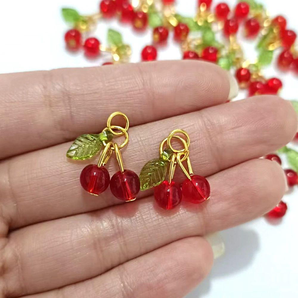 Оптовая продажа красный удача глазурованный фруктовый кулон браслет diy вишня мобильный телефон подвеска красный аксессуар год украшения