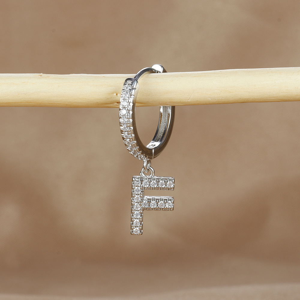 6g Weight Copper Ear Needle Material Zircon Inlay Material Charm Sleeper Hoop Earrings, Drop Earrings Classification 1 Piece Quantity Daily Occasion Copper Material Letter Pattern Unisex Gender Plating Design Casual Style 1 Piece Casual Letter Plating Copper Zircon Drop Earrings 14