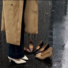 滨莉小姐25秋新款细跟尖头超软百搭通勤舒适软软羊皮革女高跟单鞋