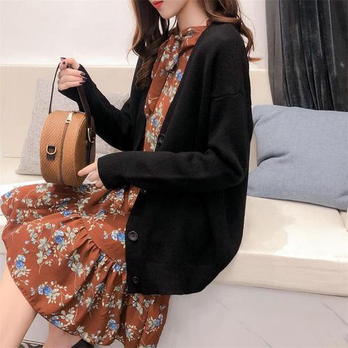 Coat Collar Large Size Trendy Korean Knit Sweater Slim New Fall Outerwear Women's Fashion Sweater