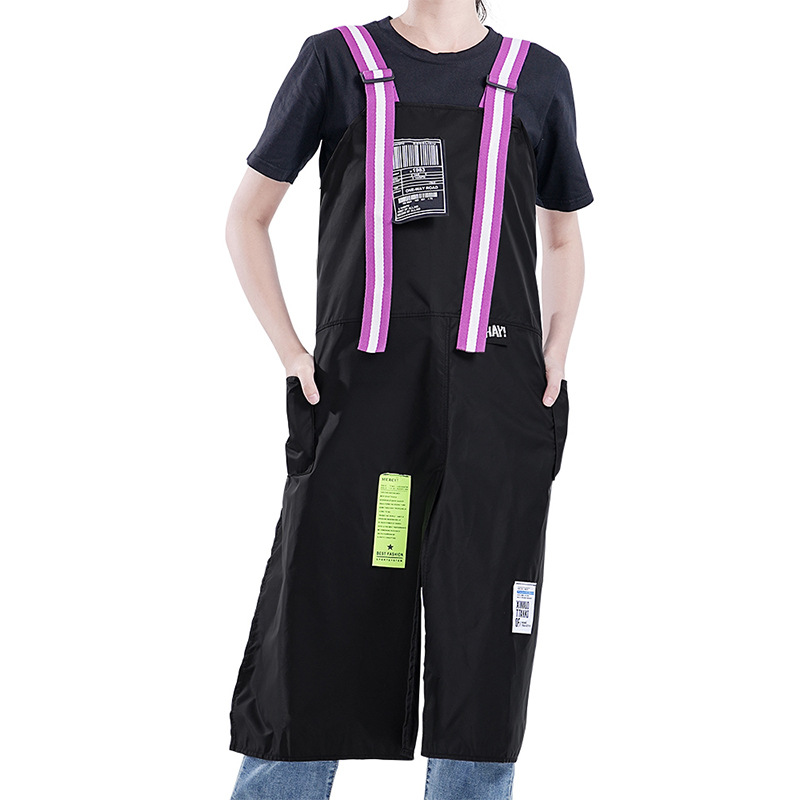 Delantal impermeable transfronterizo bifurcado blusa larga sin mangas nueva celebridad de Internet versión coreana de la marca de moda barbero ropa de trabajo delantal