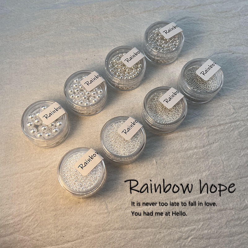 High-Gloss Oil-Free Pure White Round Manicure Pearl DIY Wearable Nail Material Manicure Jewelry Nail Decoration