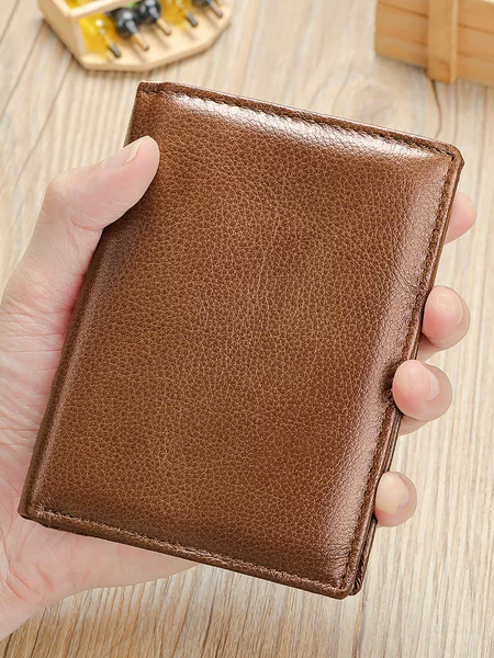 Genuine Leather Men's Wallet Vintage High-end Anti-theft Brush Multi-function Multi-card Position Hand-made Top-layer Cowhide Men's Wallet